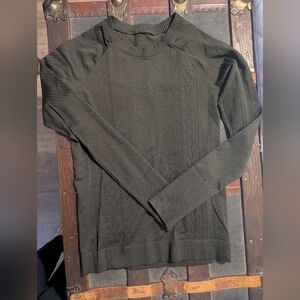 Lululemon Restless Pullover Textured Cable Knit Long Sleeve Stretch Green Top